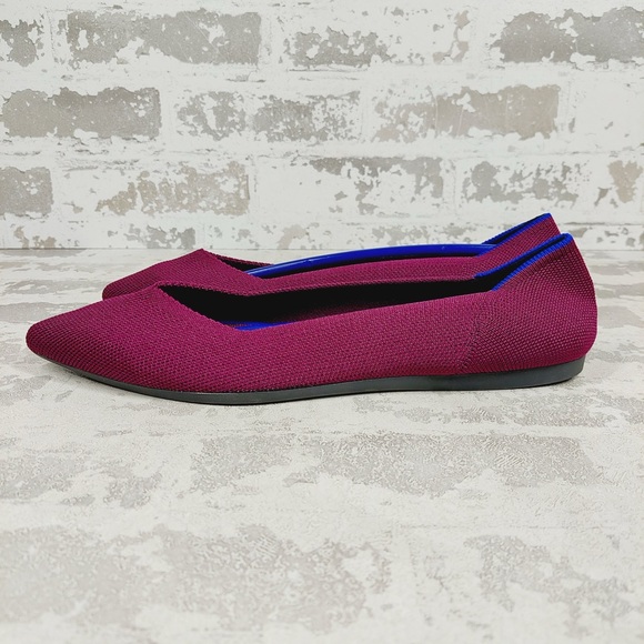 NEW Rothy's The Flat Burgundy Knit Pointy Toe Slip On Comfy Loafers F445